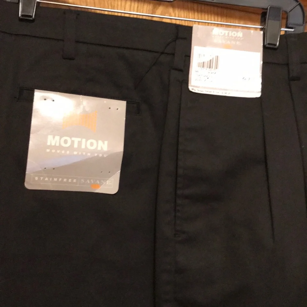 Savane MOTION TSI black cuffed cotton twill stretch chino pants 36 x 32 men